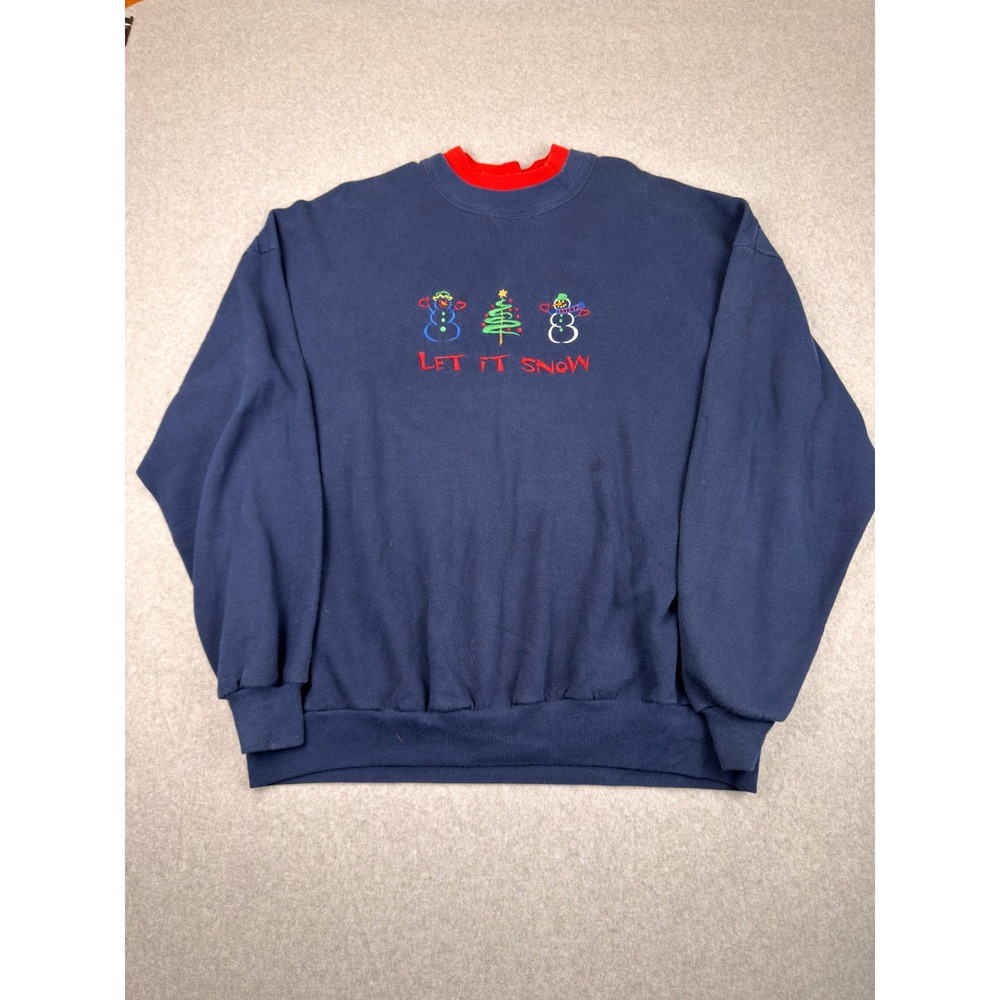 Vintage Gopher Sport Let It Snow Embroidered Sweatshirt Navy Blue 3X USA Made